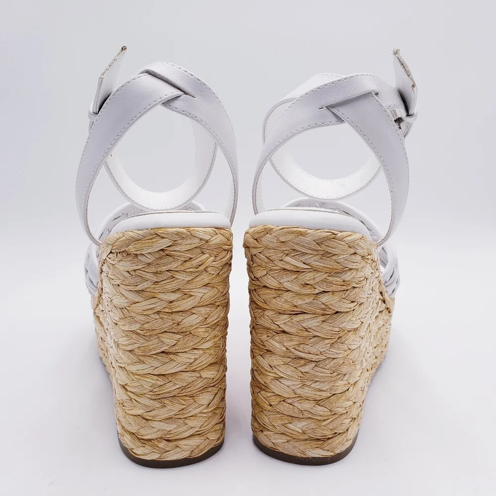Marc Fisher Godina‎ Wedge Platform Espadrille Sandal White 4.5